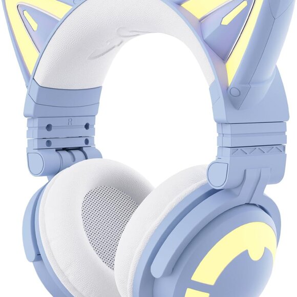 YOWU RGB Cat Ear Wireless Gaming Headphones - Blue - Picture 4 of 9
